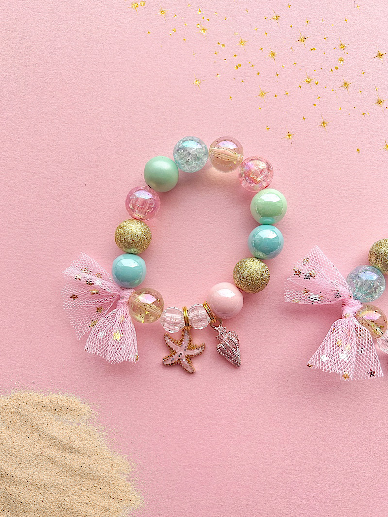 Starfish & Shell Beaded Charm Bracelet (SMR-4)