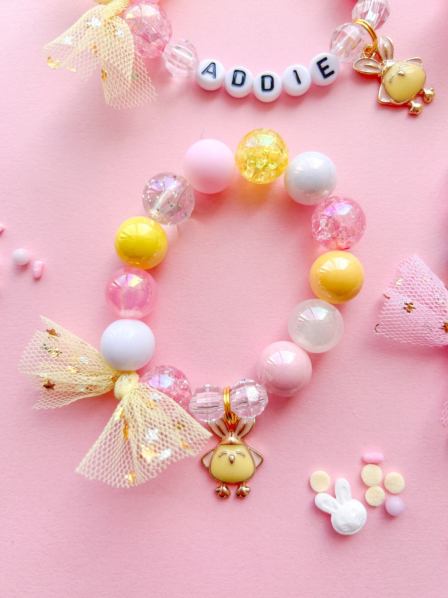 Chick Disguised As Bunny Beaded Charm Bracelet (SPR-3)