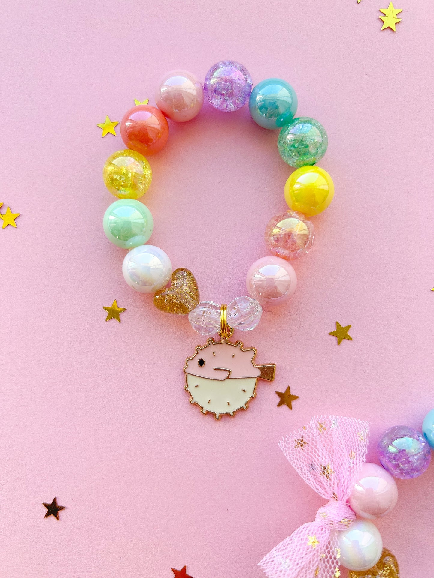 Puffer Fish Beaded Charm Bracelet (VAL-4)