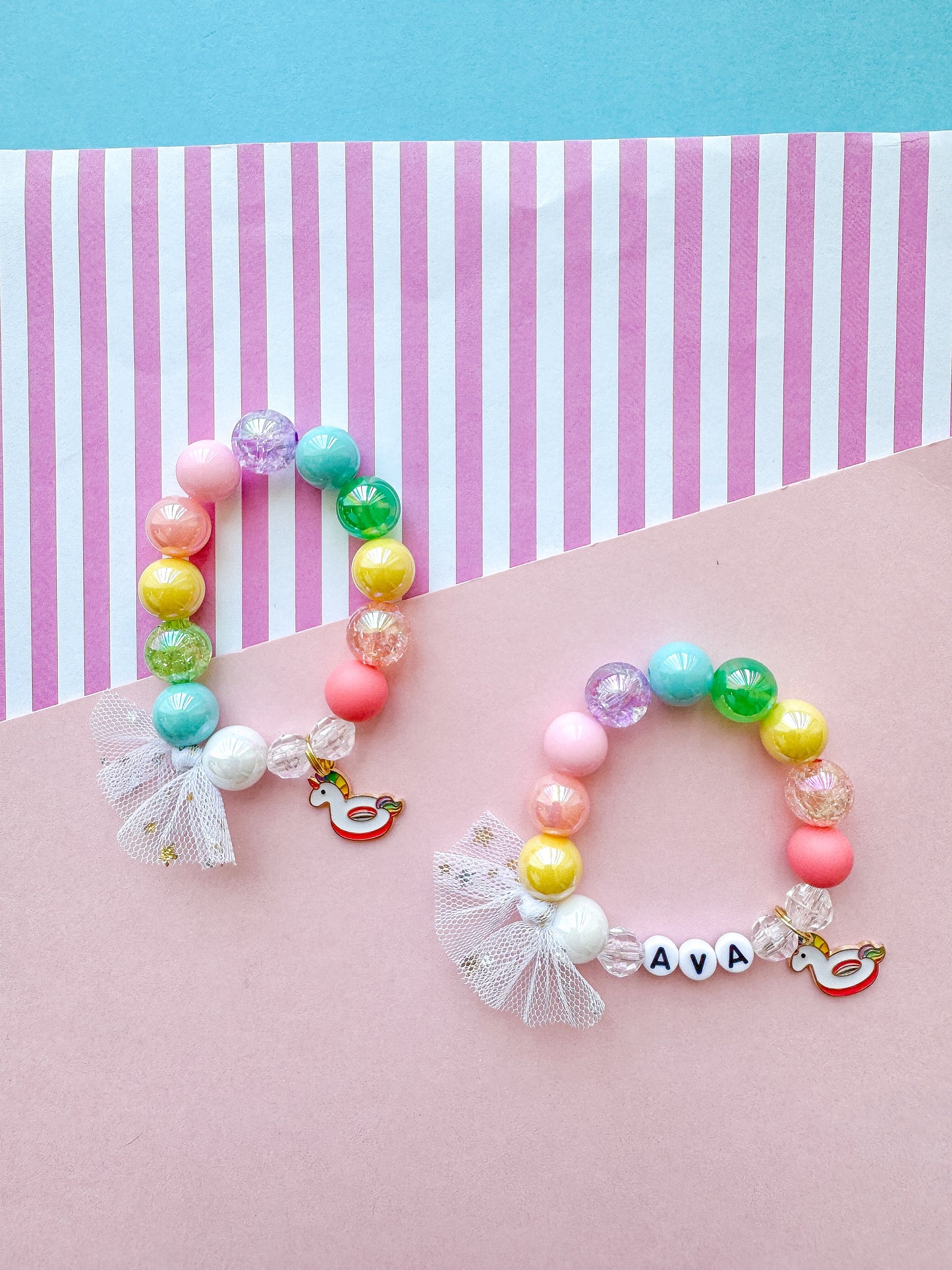 Unicorn Pool Float Beaded Charm Bracelet (SMR-5)