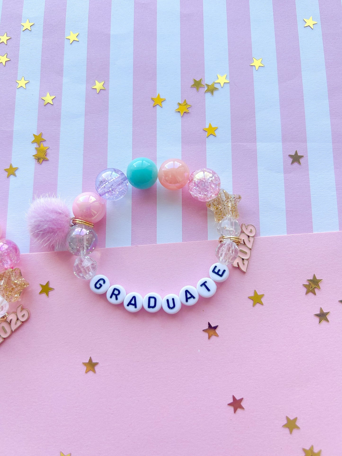 2026 Graduation Beaded Charm Bracelet (GRD-3)