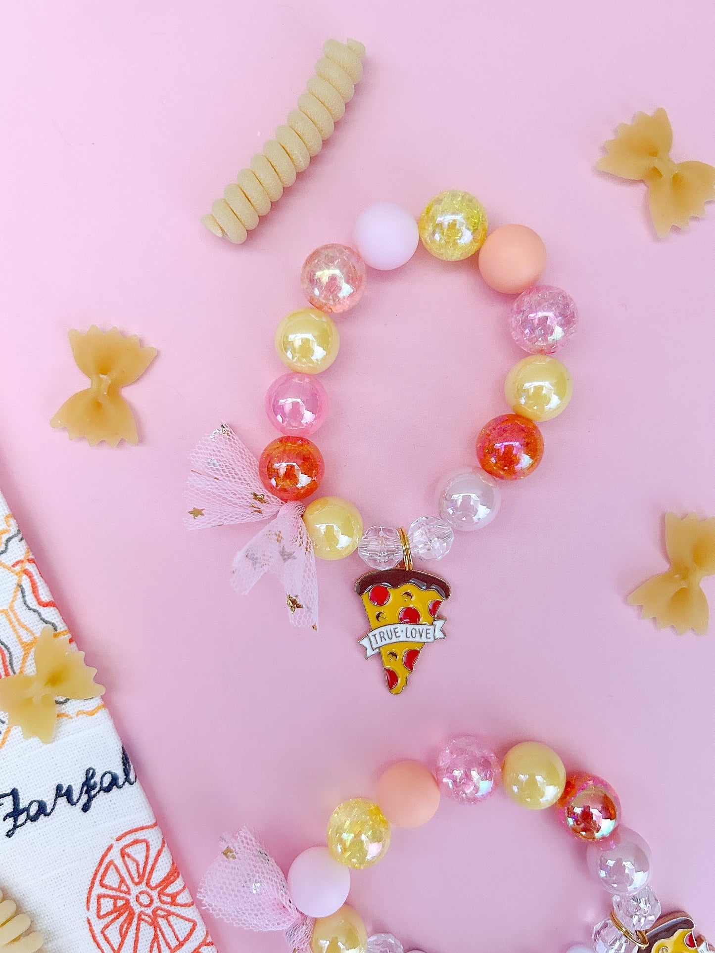 Kids Pizza True Love Beaded Charm Bracelet (ITL-2)