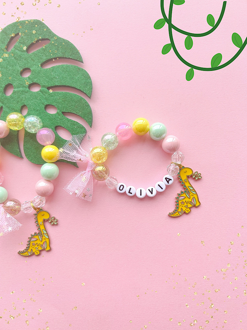Dinosaur Beaded Charm Bracelet (CHR-2)