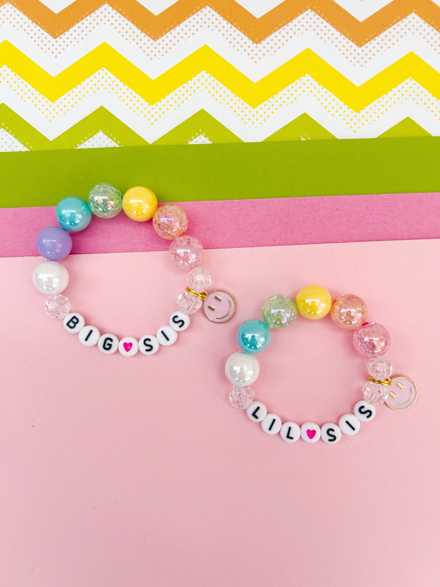 Happy Face Sister Beaded Charm Bracelet (SIS-2)