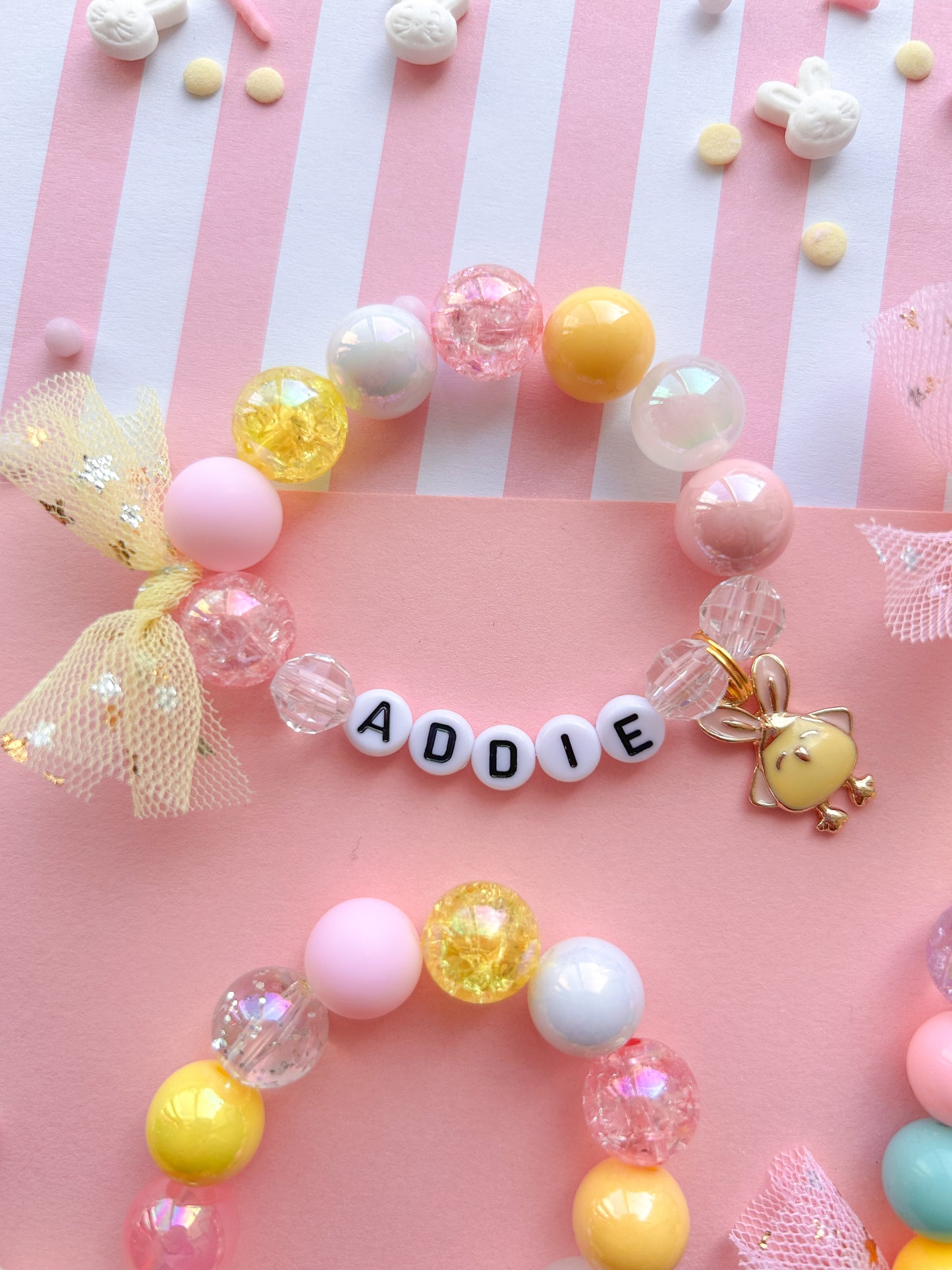 Chick Disguised As Bunny Beaded Charm Bracelet (SPR-3)