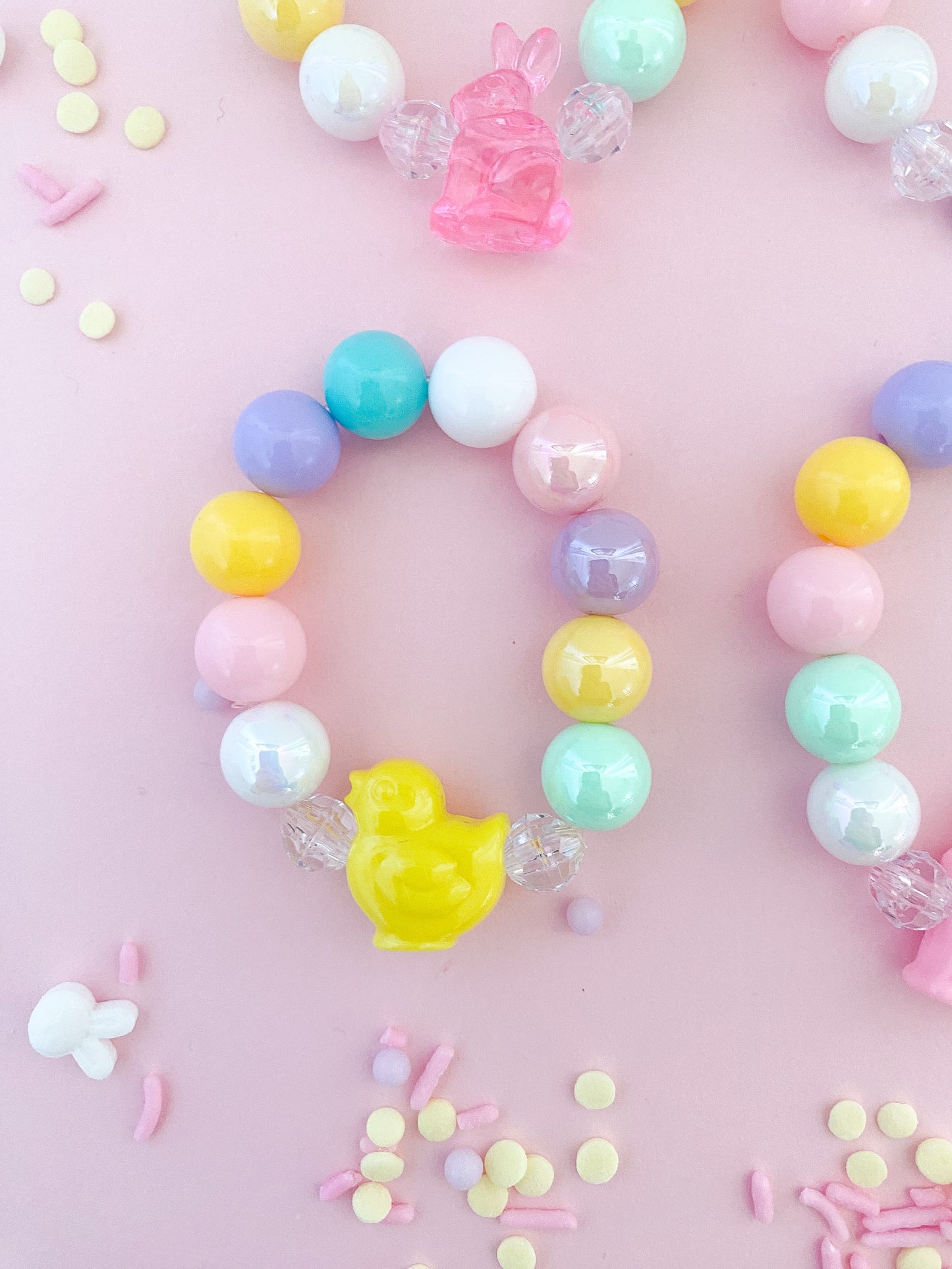 Bunnies & Chicks Beaded Charm Bracelet (SPR-5)