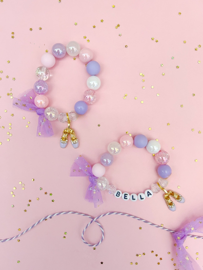 Purple Ballerina Beaded Charm Bracelet (CHR-5)