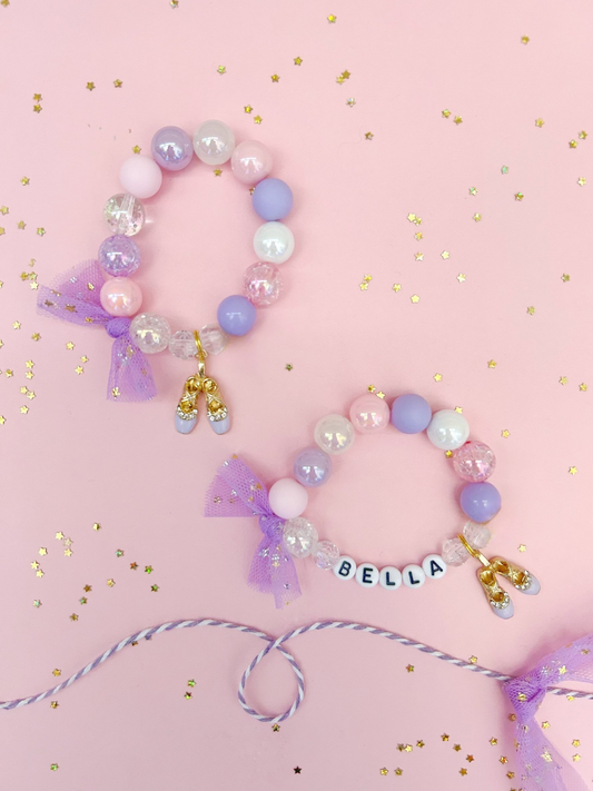 Purple Ballerina Beaded Charm Bracelet (CHR-5)