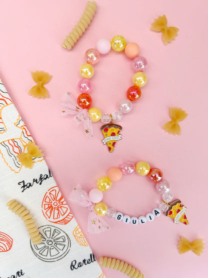 Kids Pizza True Love Beaded Charm Bracelet (ITL-2)
