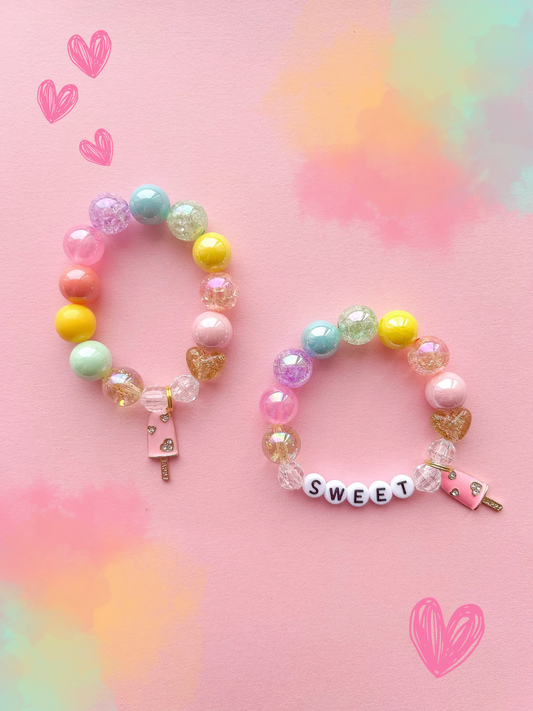 Heart Ice Pop Beaded Charm Bracelet (VAL-5)
