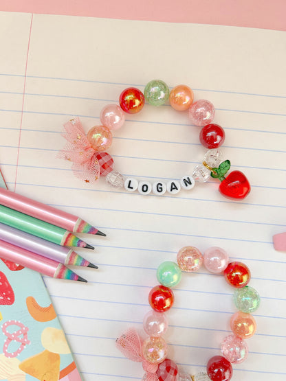 Back to School Apple Beaded Charm Bracelet (BTS-1)