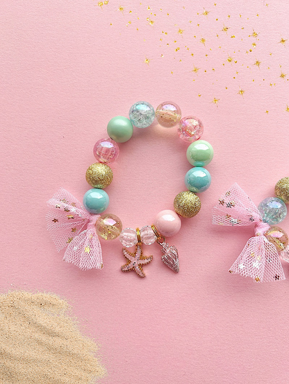 Starfish & Shell Beaded Charm Bracelet (SMR-4)