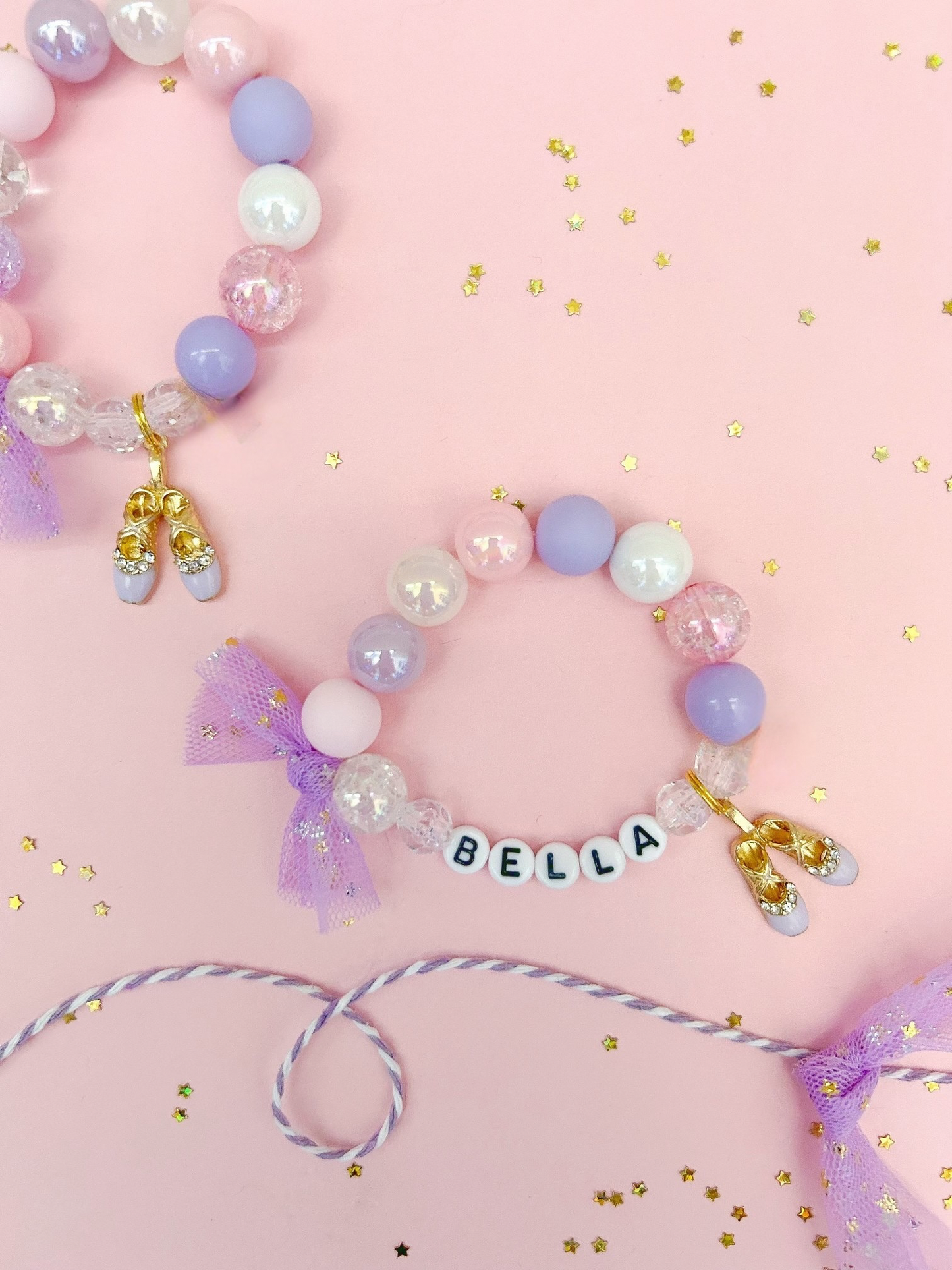 Purple Ballerina Beaded Charm Bracelet (CHR-5)