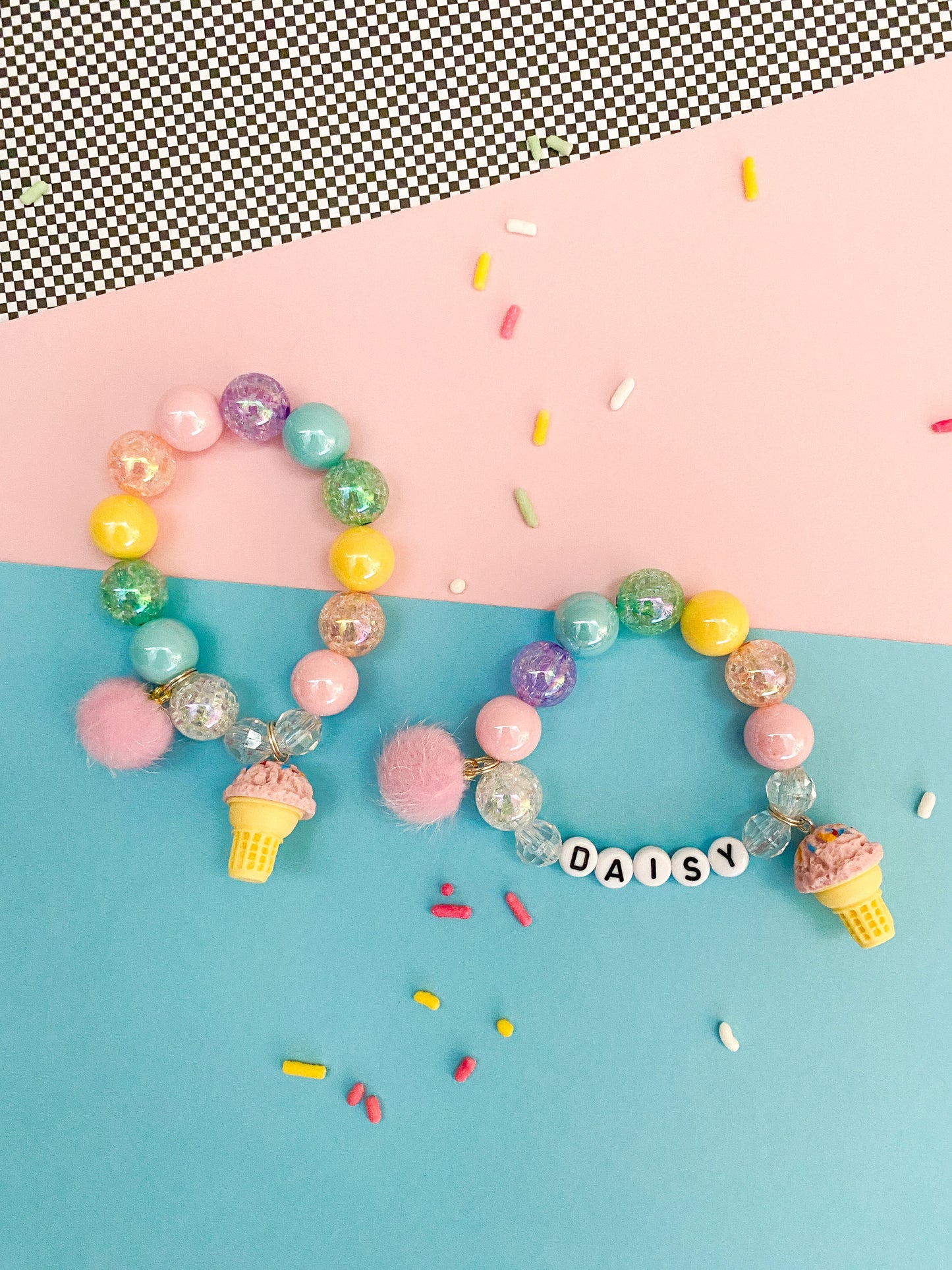 Ice Cream Cone Beaded Charm Bracelet (CHR-12)