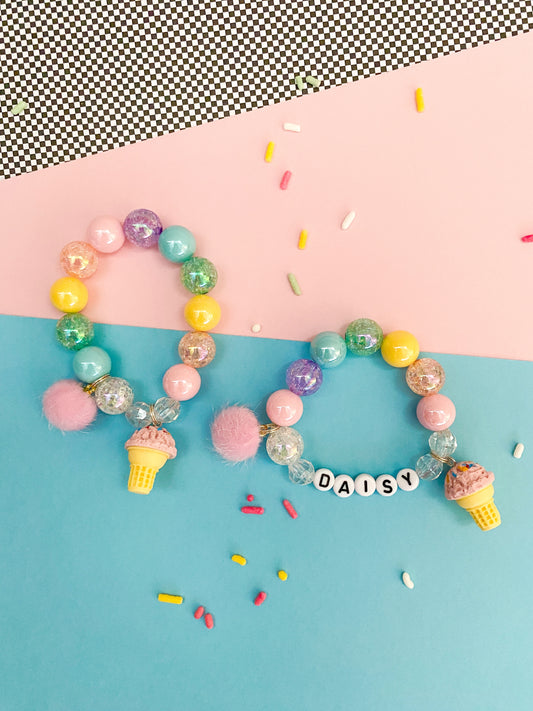 Ice Cream Cone Beaded Charm Bracelet (CHR-12)