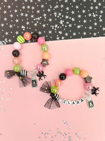 Potion & Spider Beaded Charm Bracelet (HAL-4)