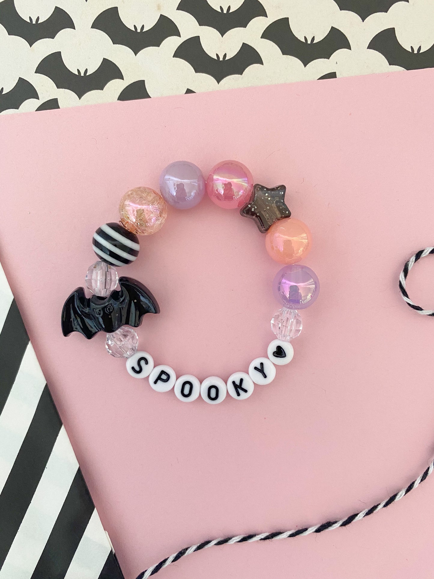 Bat Beaded Charm Bracelet (HAL-3)