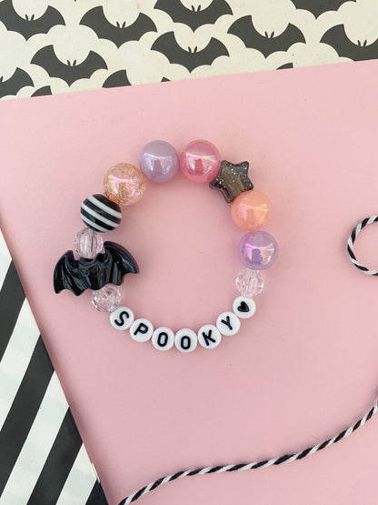 Bat Beaded Charm Bracelet (HAL-3)