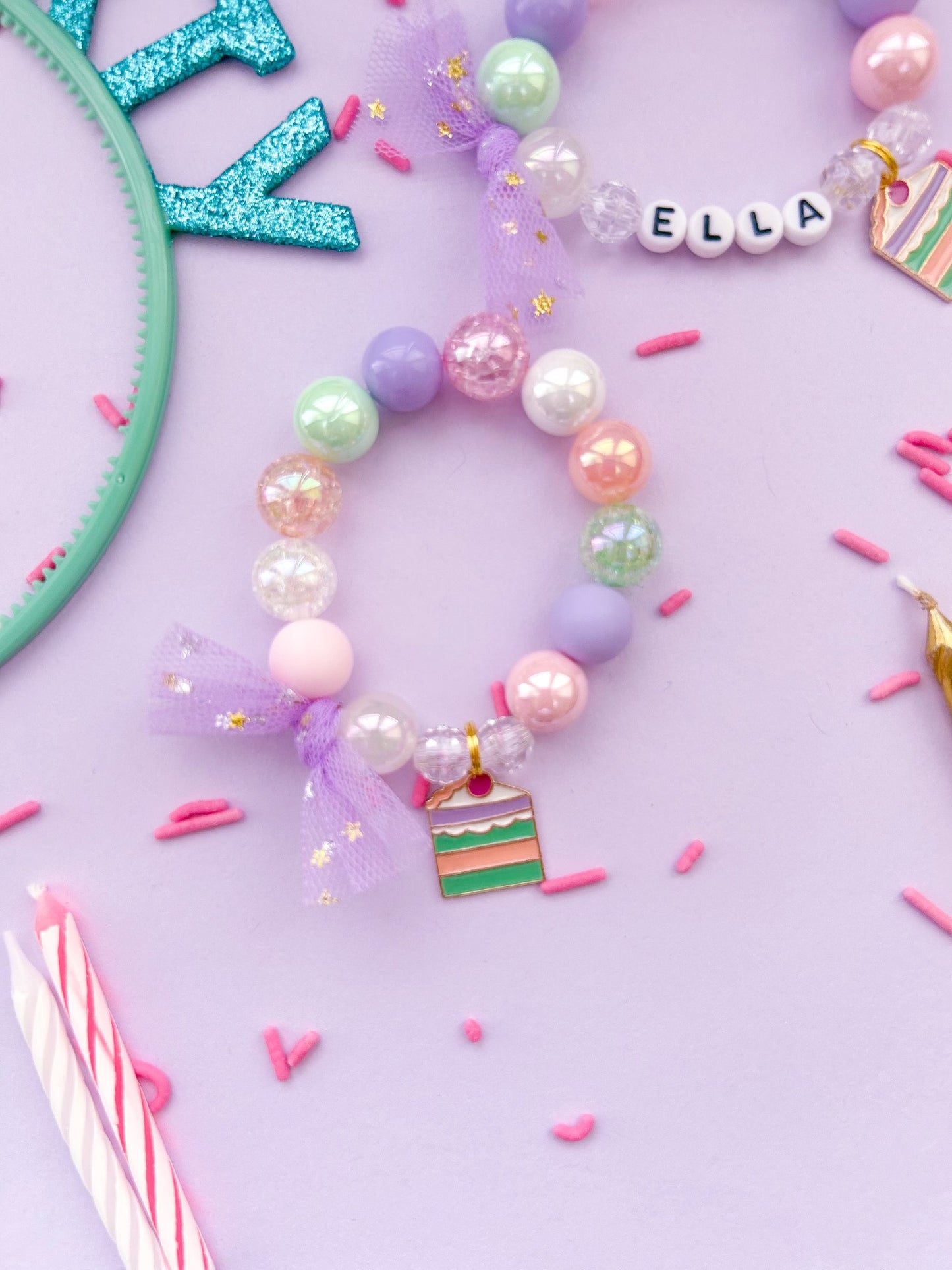 Birthday Cake Beaded Charm Bracelet (CHR-3)