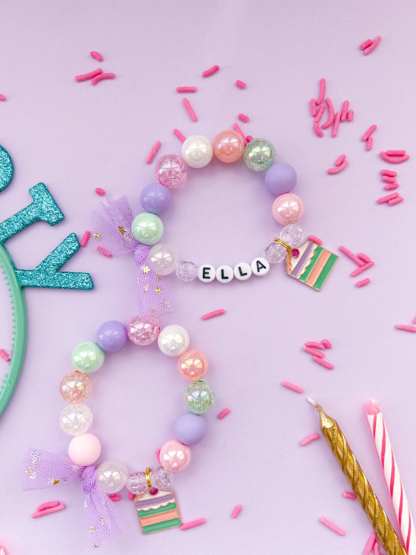 Birthday Cake Beaded Charm Bracelet (CHR-3)