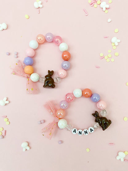 Chocolate Bunny Beaded Charm Bracelet (SPR-4)