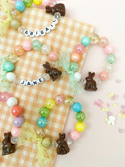 Chocolate Bunny Beaded Charm Bracelet (SPR-4)