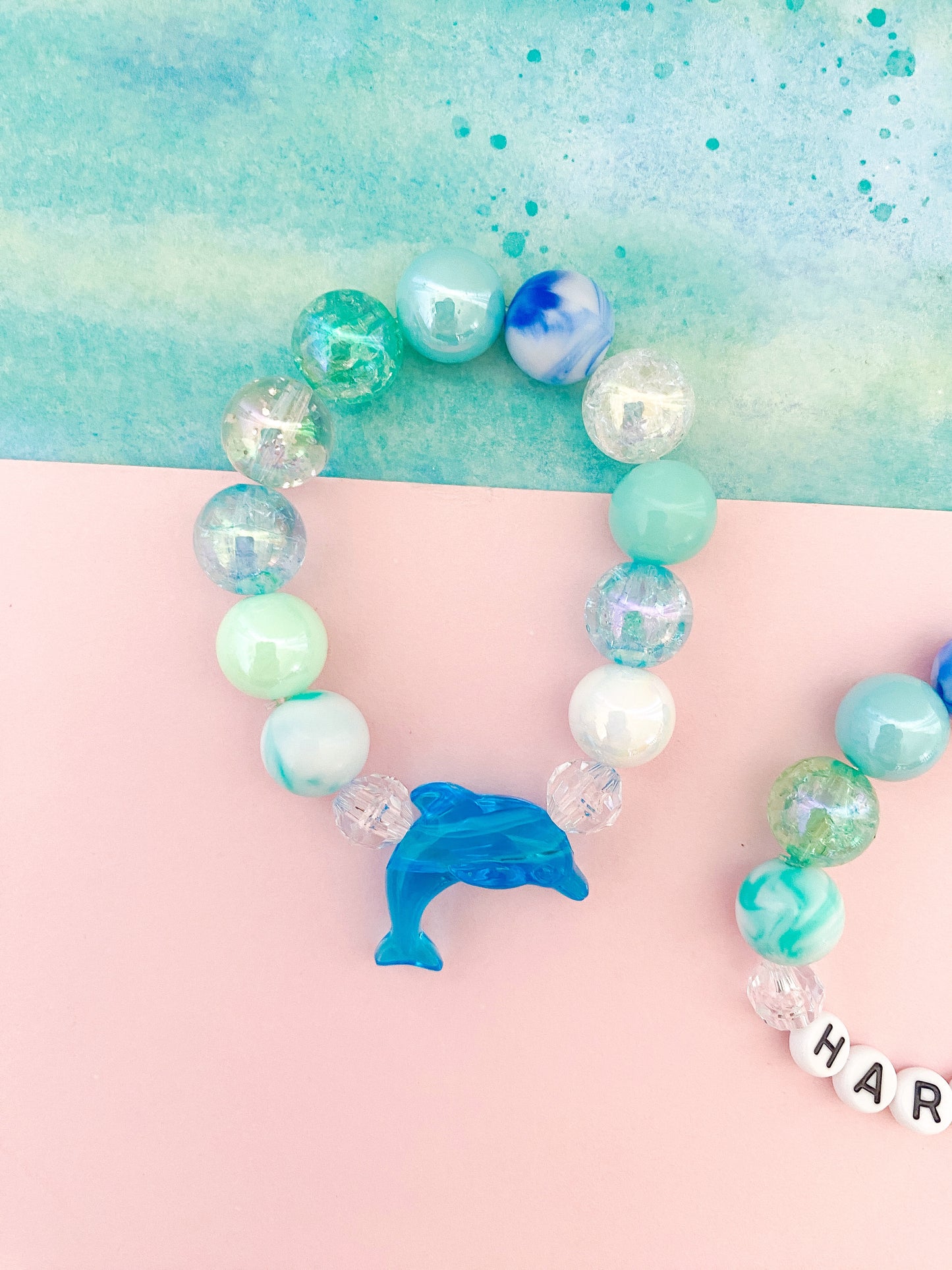 Dolphin Beaded Charm Bracelet (CHR-13)