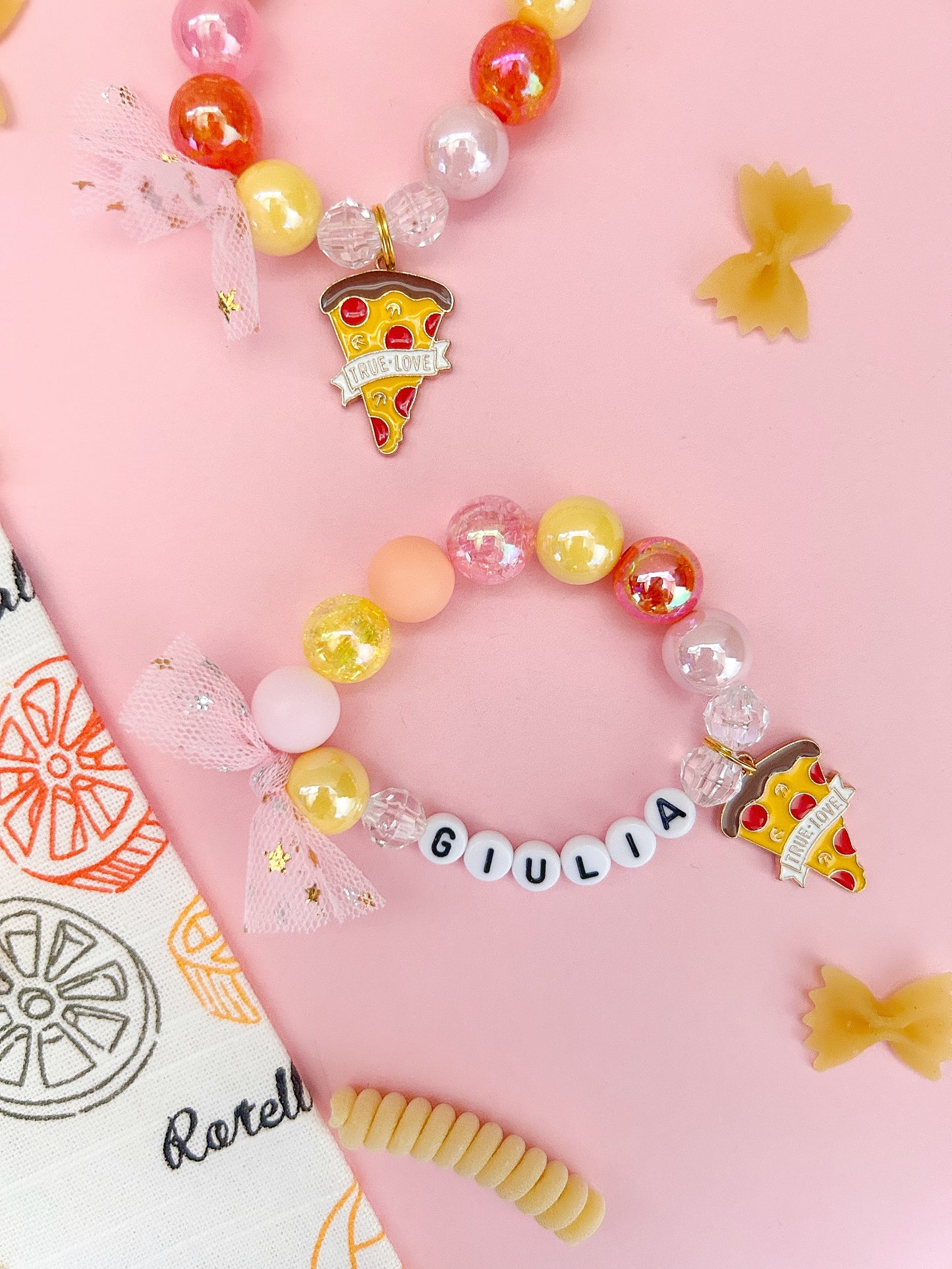 Kids Pizza True Love Beaded Charm Bracelet (ITL-2)