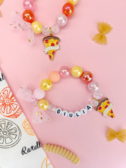 Kids Pizza True Love Beaded Charm Bracelet (ITL-2)