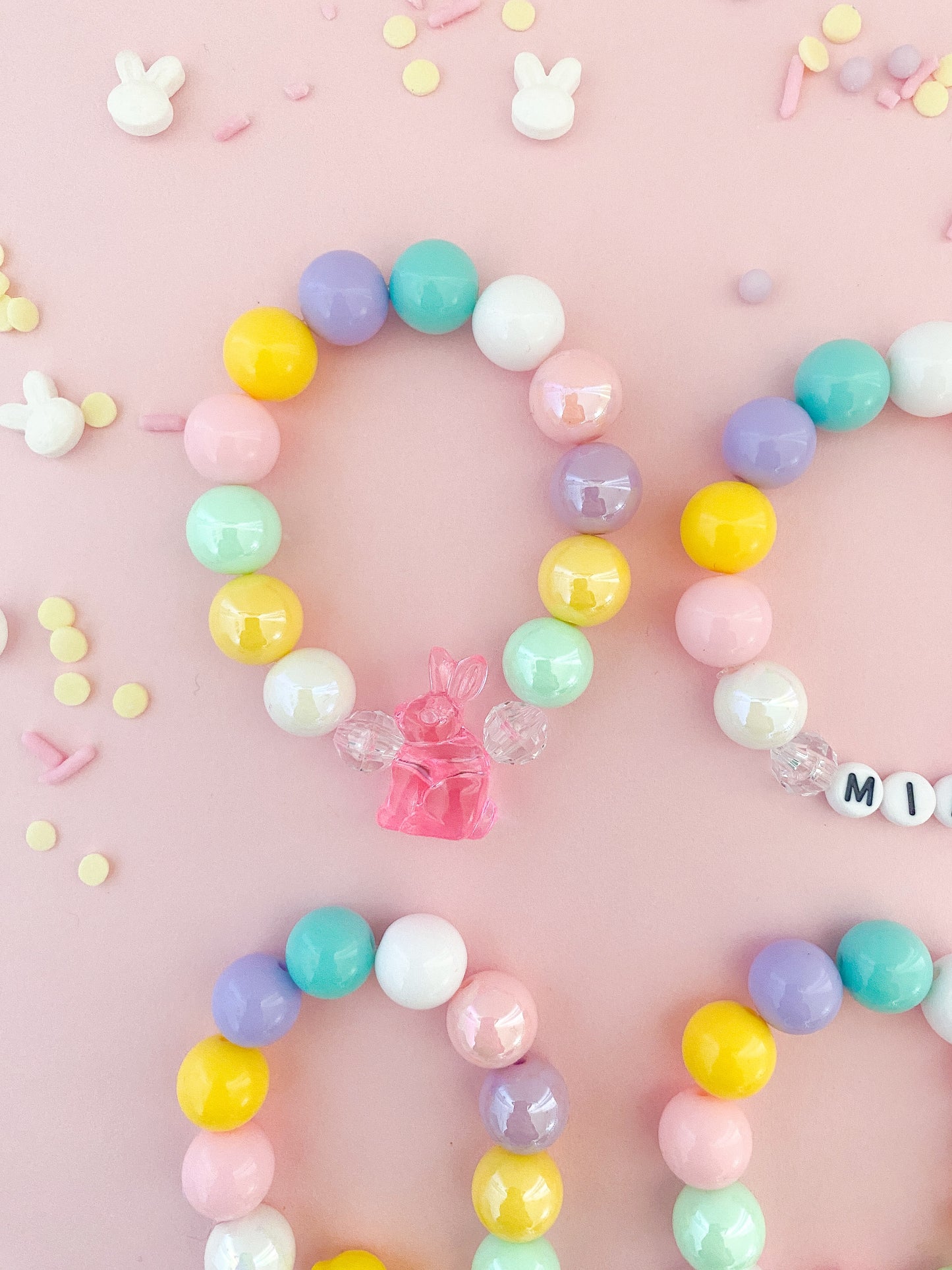 Bunnies & Chicks Beaded Charm Bracelet (SPR-5)