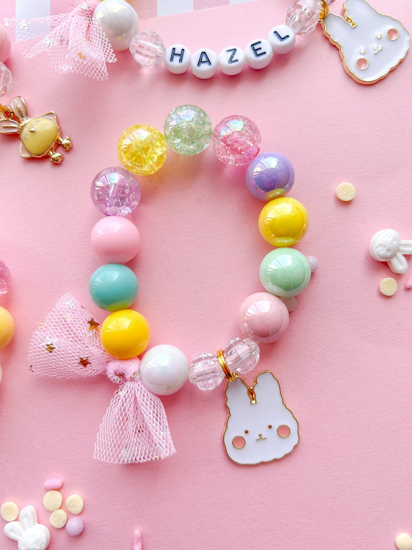 Cute Bunny Beaded Charm Bracelet (SPR-2)