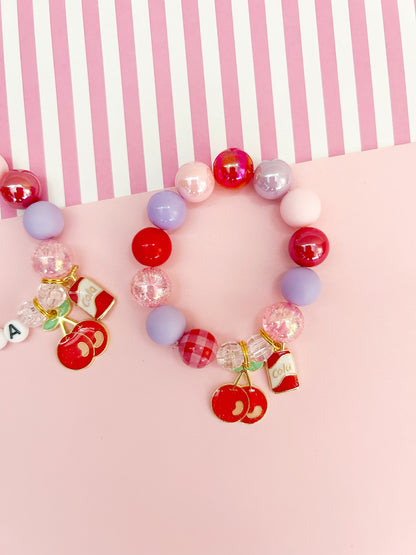 Cherry Cola Beaded Charm Bracelet (CHR-11)