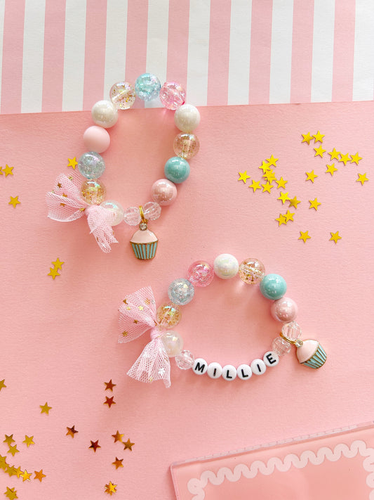 Cupcake Beaded Charm Bracelet (CHR-7)