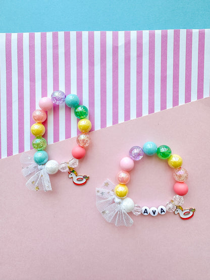 Unicorn Pool Float Beaded Charm Bracelet (SMR-5)