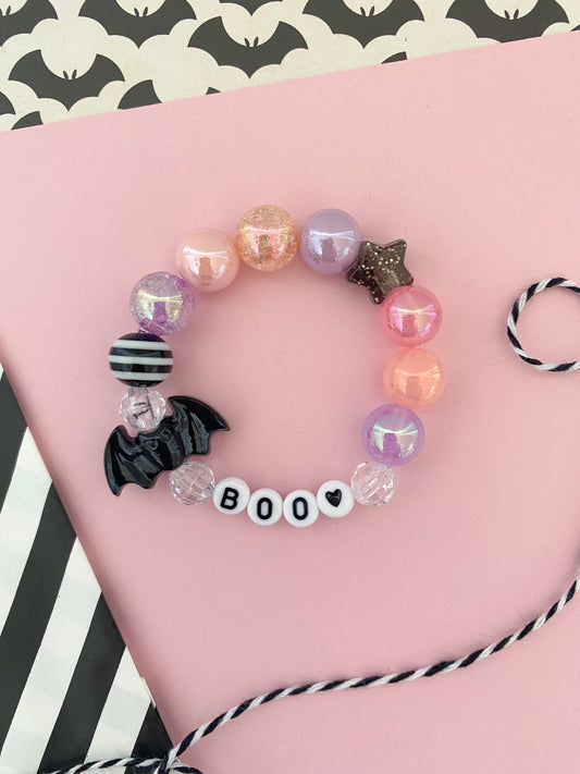 Bat Beaded Charm Bracelet (HAL-3)