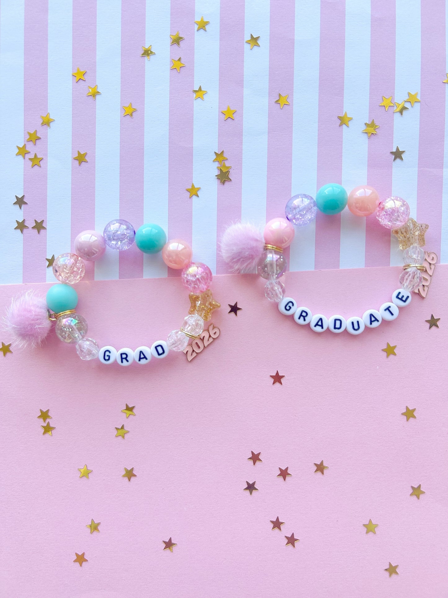 2026 Graduation Beaded Charm Bracelet (GRD-3)