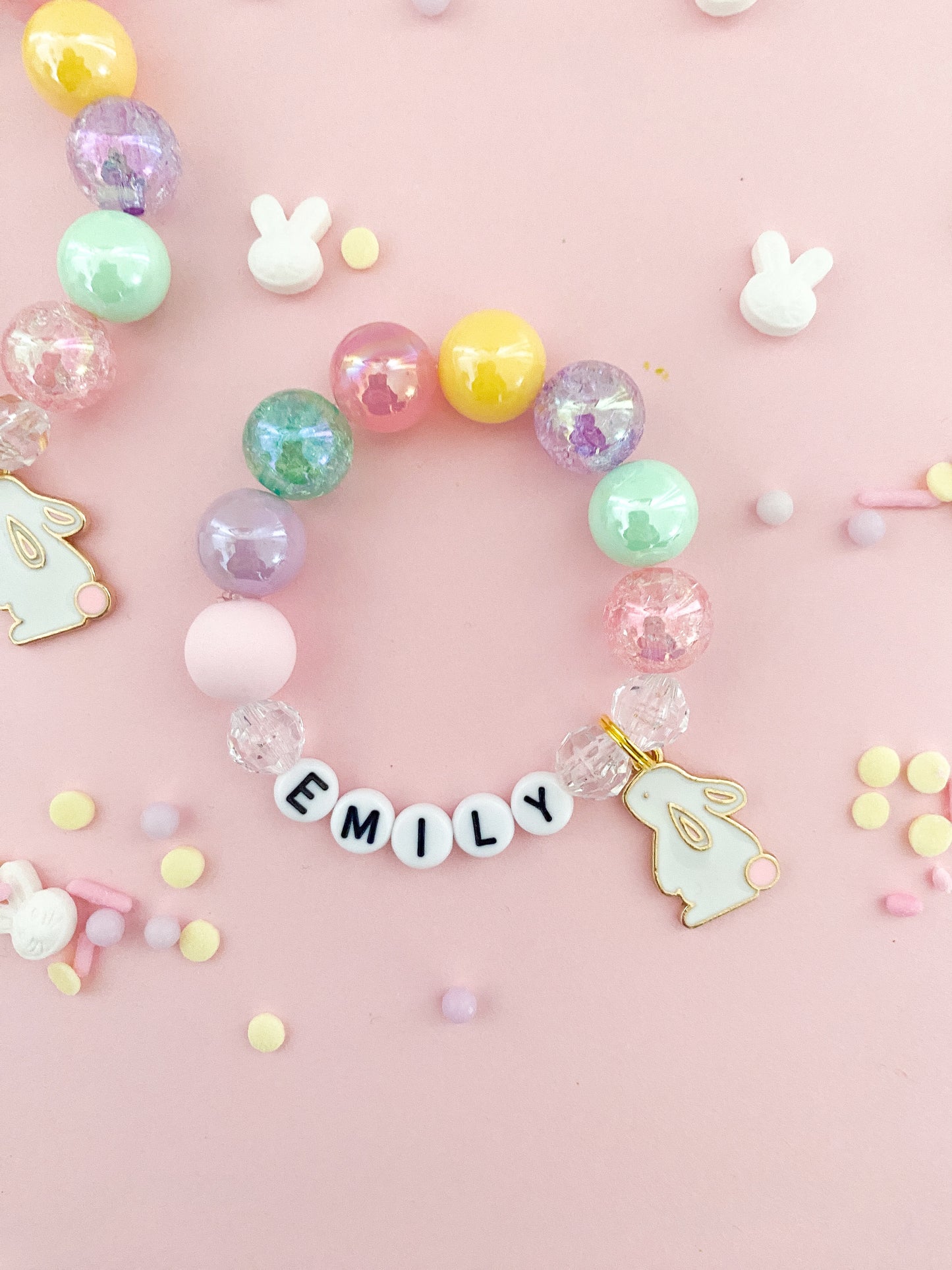 Bunny Rabbit Beaded Charm Bracelet (SPR-5)