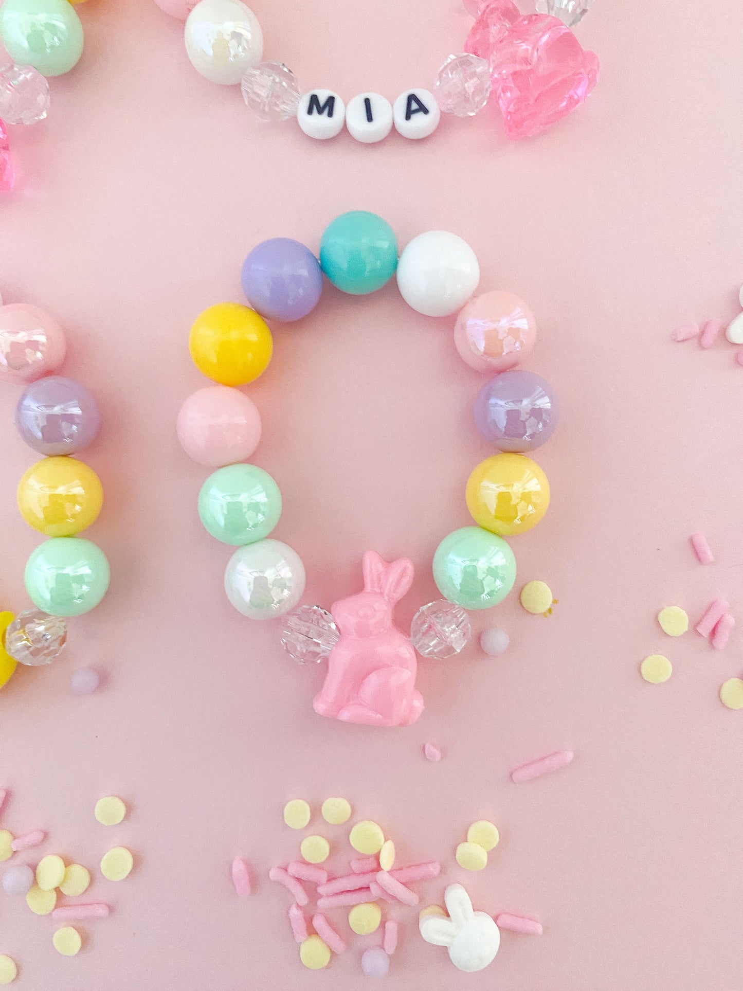 Bunnies & Chicks Beaded Charm Bracelet (SPR-5)