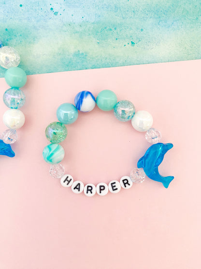 Dolphin Beaded Charm Bracelet (CHR-13)