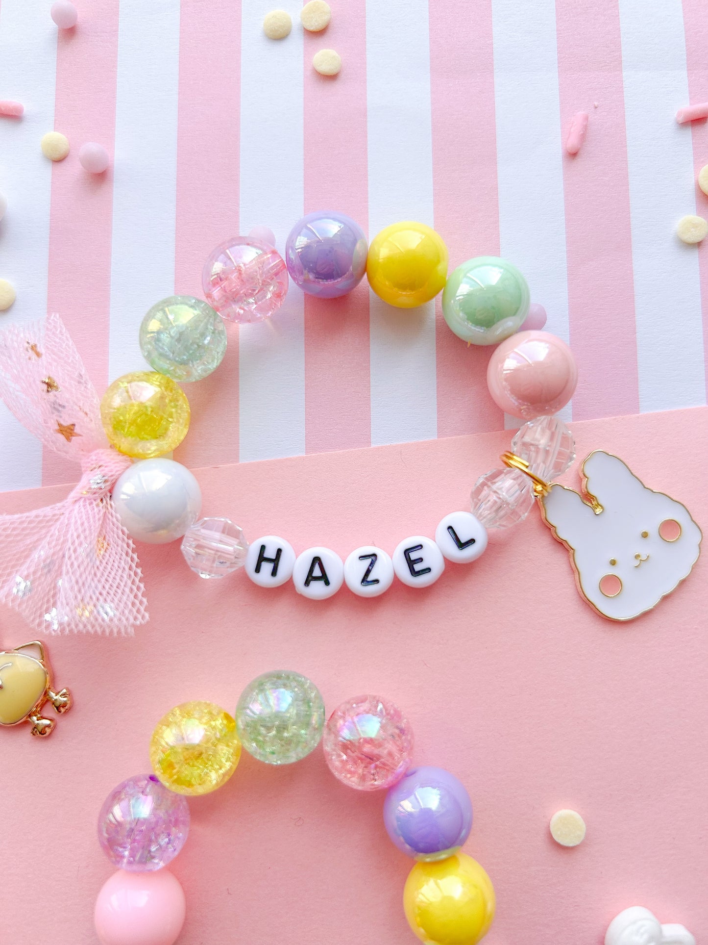 Cute Bunny Beaded Charm Bracelet (SPR-2)