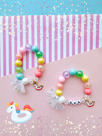 Unicorn Pool Float Beaded Charm Bracelet (SMR-5)