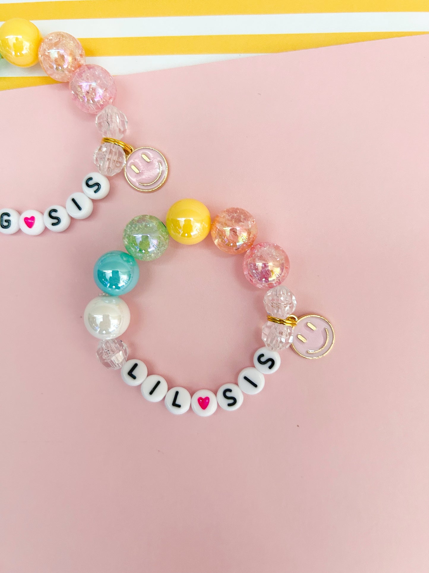 Happy Face Sister Beaded Charm Bracelet (SIS-2)