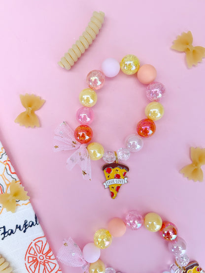 Kids Pizza True Love Beaded Charm Bracelet (ITL-2)