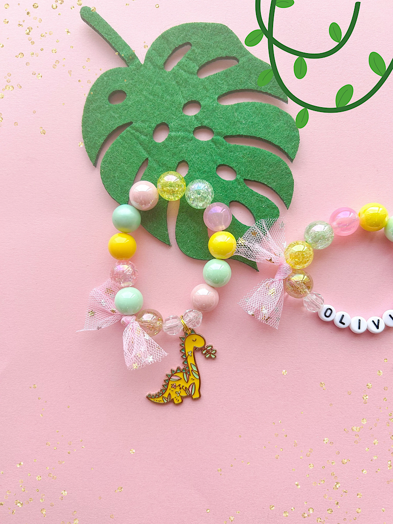 Dinosaur Beaded Charm Bracelet (CHR-2)