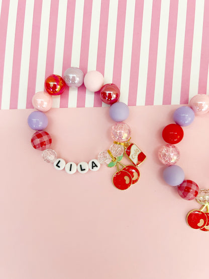 Cherry Cola Beaded Charm Bracelet (CHR-11)