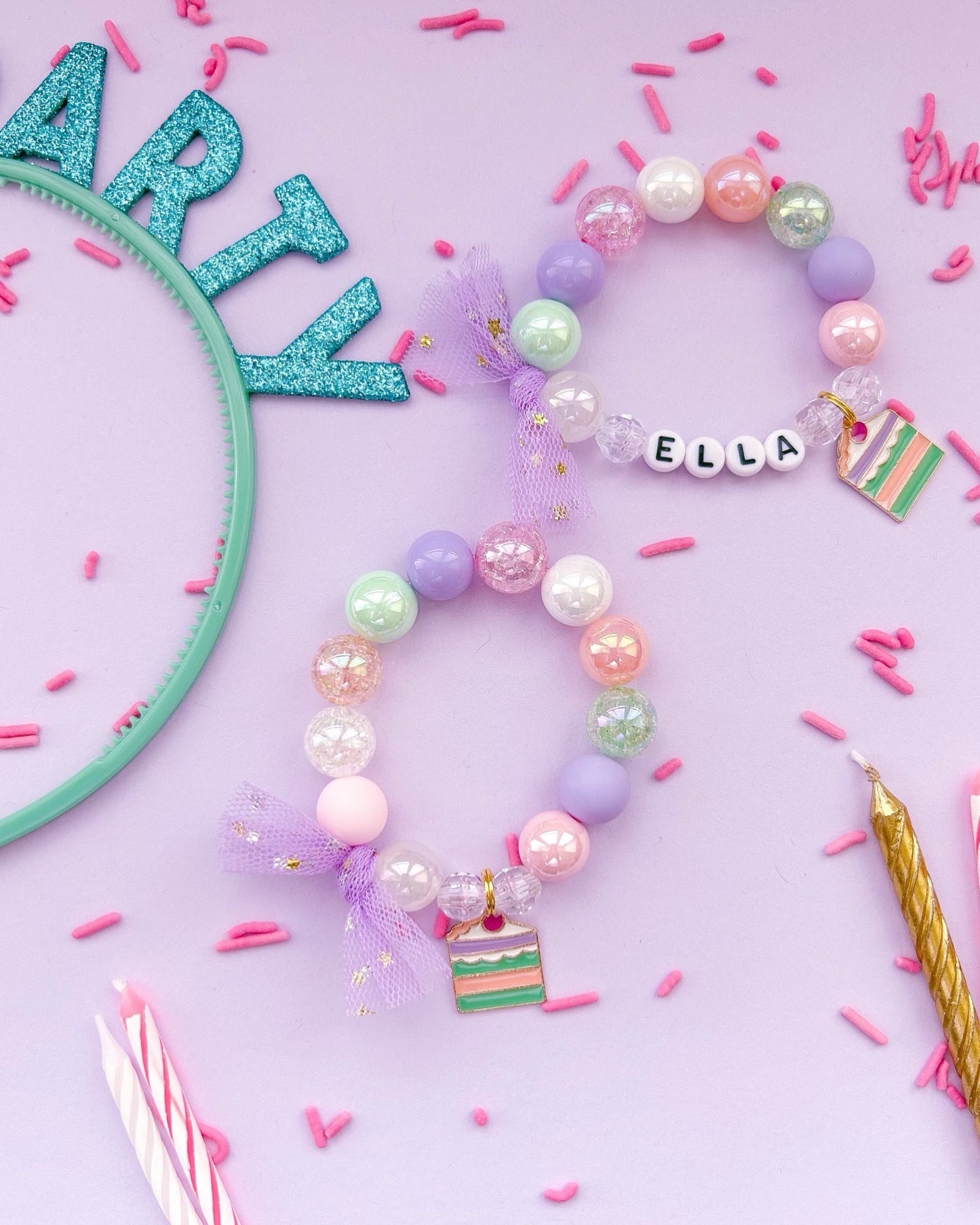 Birthday Cake Beaded Charm Bracelet (CHR-3)