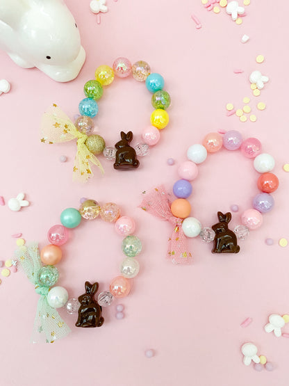 Chocolate Bunny Beaded Charm Bracelet (SPR-4)