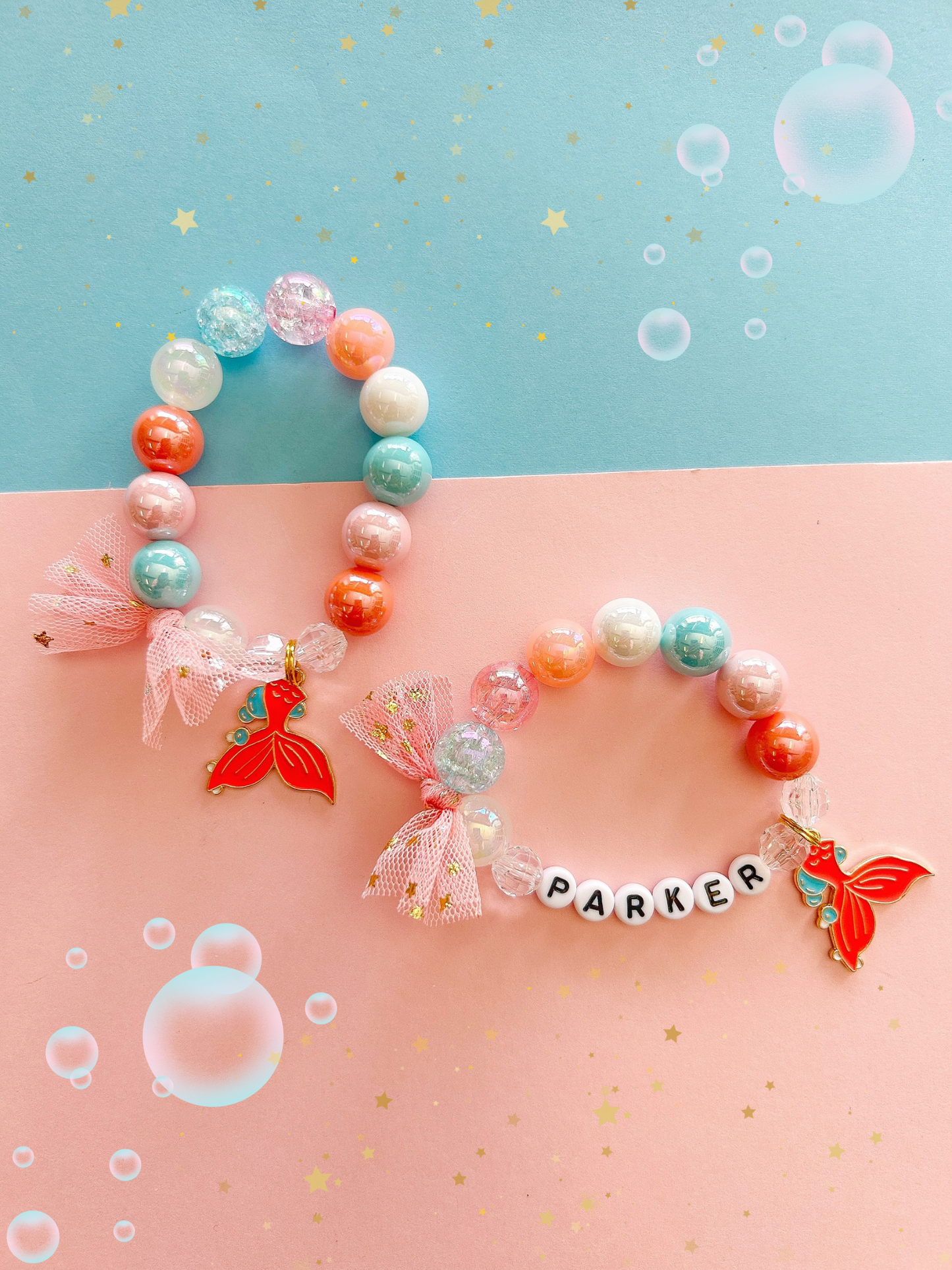 Mermaid Tail Beaded Charm Bracelet (CHR-6)