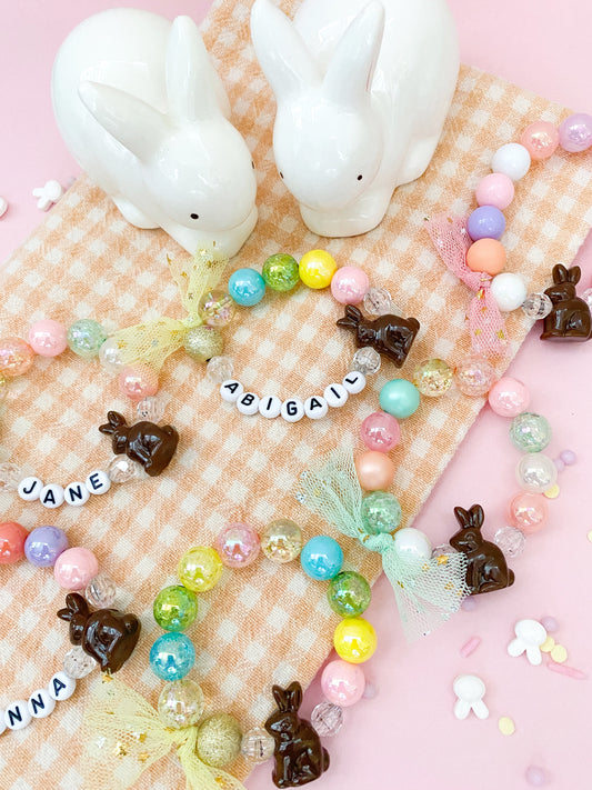 Chocolate Bunny Beaded Charm Bracelet (SPR-4)