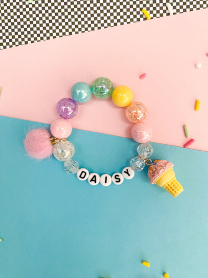 Ice Cream Cone Beaded Charm Bracelet (CHR-12)